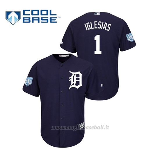 Maglia Baseball Uomo Detroit Tigers Jose Iglesias 2019 Entrenamiento De Primavera Cool Base Blu